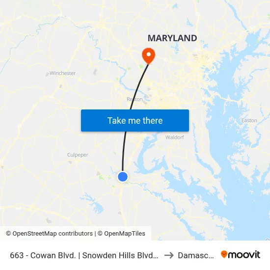 663 - Cowan Blvd. | Snowden Hills Blvd. (Evergreens Apts.) to Damascus, MD map