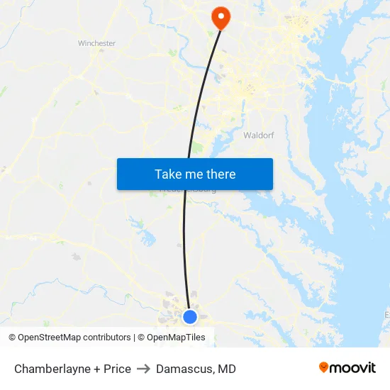 Chamberlayne + Price to Damascus, MD map