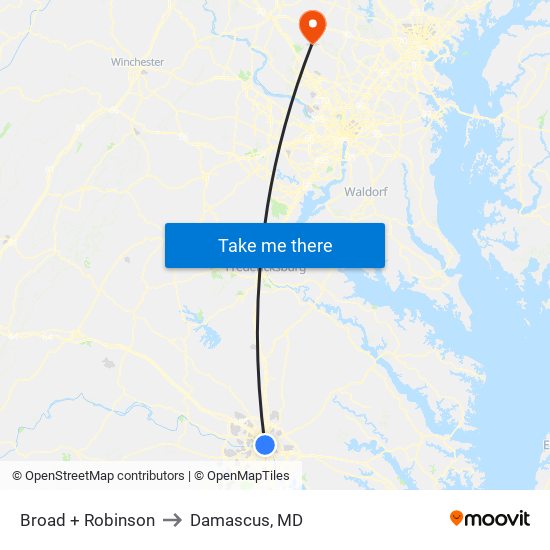 Broad + Robinson to Damascus, MD map