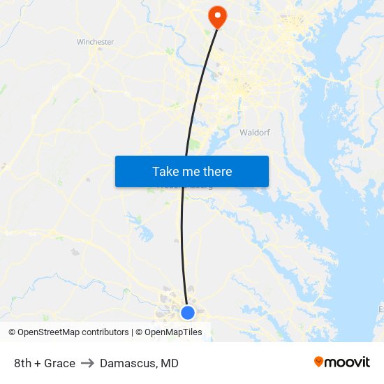 8th + Grace to Damascus, MD map