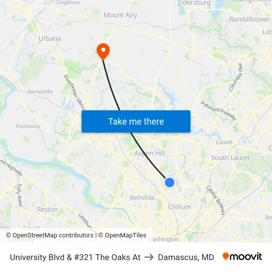 University Blvd & #321 The Oaks At to Damascus, MD map