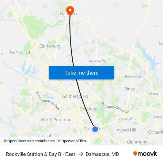 Rockville Station & Bay B - East to Damascus, MD map