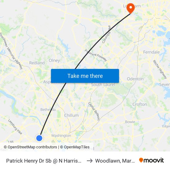 Patrick Henry Dr Sb @ N Harrison St Ns to Woodlawn, Maryland map