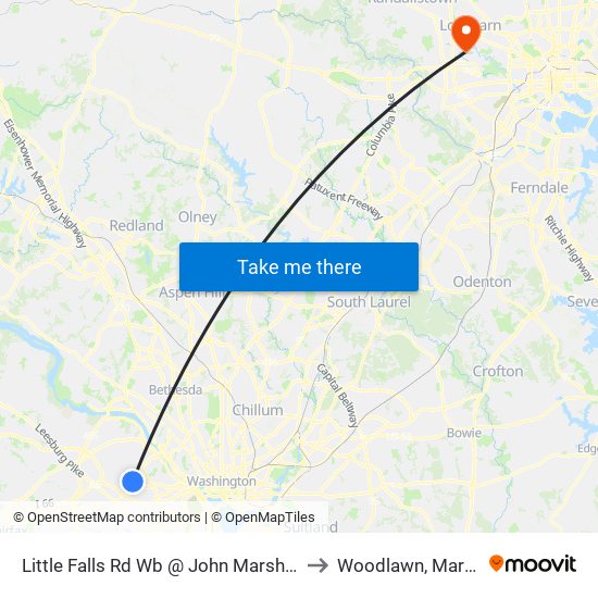Little Falls Rd Wb @ John Marshall Dr Ns to Woodlawn, Maryland map