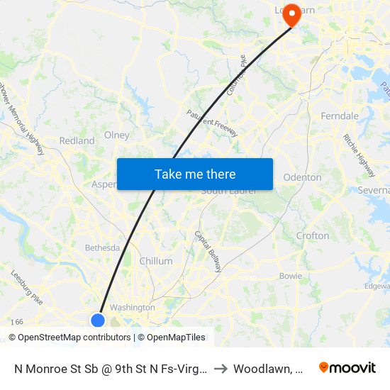 N Monroe St Sb @ 9th St N Fs-Virginia Square Stati to Woodlawn, Maryland map