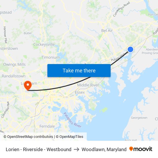 Lorien - Riverside - Westbound to Woodlawn, Maryland map