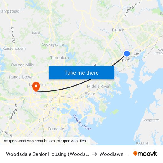 Woodsdale Senior Housing (Woodsdale Rd & Penny Ln) to Woodlawn, Maryland map