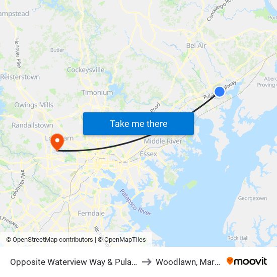 Opposite Waterview Way & Pulaski Hwy to Woodlawn, Maryland map