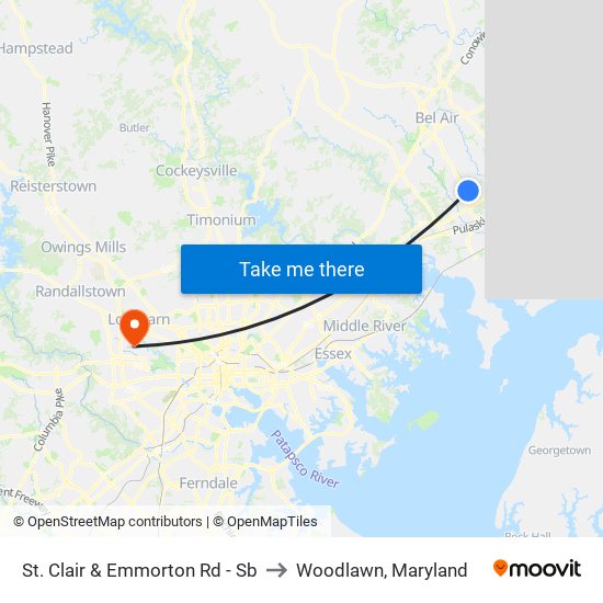 St. Clair & Emmorton Rd - Sb to Woodlawn, Maryland map