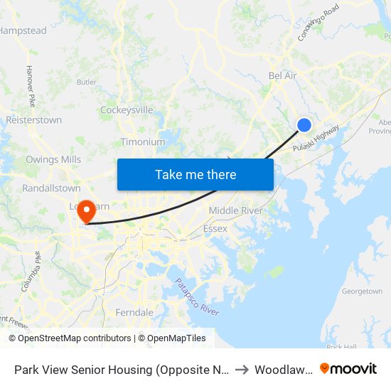 Park View Senior Housing  (Opposite Near Box Hill S Pwky & Merchant Blvd) to Woodlawn, Maryland map