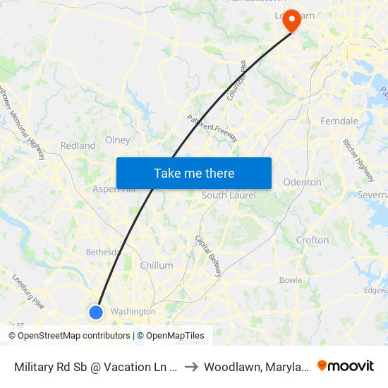 Military Rd Sb @ Vacation Ln Ns to Woodlawn, Maryland map