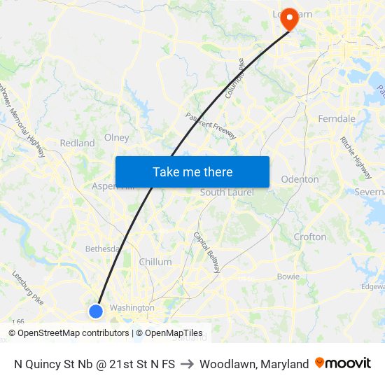 N Quincy St Nb @ 21st St N FS to Woodlawn, Maryland map
