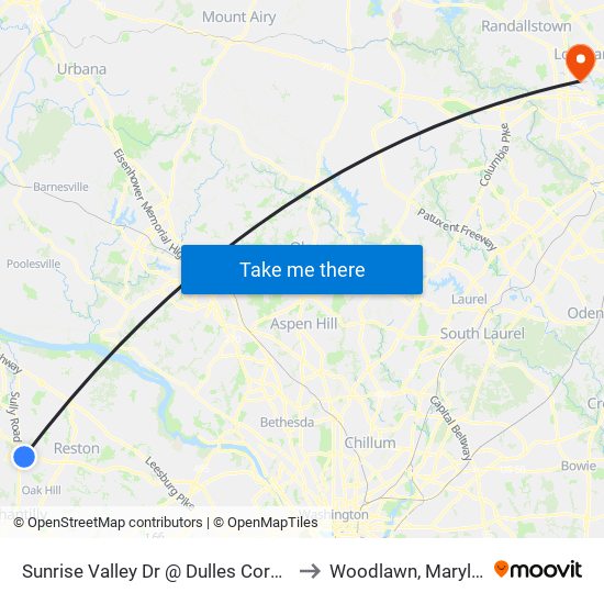 Sunrise Valley Dr @ Dulles Corner Dr to Woodlawn, Maryland map