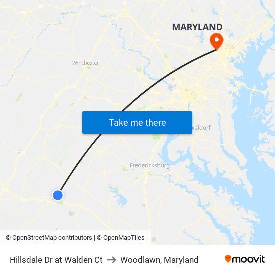 Hillsdale Dr at Walden Ct to Woodlawn, Maryland map