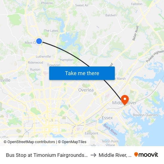 Bus Stop at Timonium Fairgrounds Light Rail Station Sb to Middle River, Maryland map