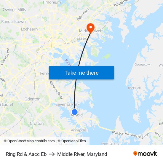 Ring Rd & Aacc Eb to Middle River, Maryland map