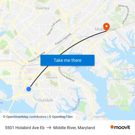 5501 Holabird Ave Eb to Middle River, Maryland map