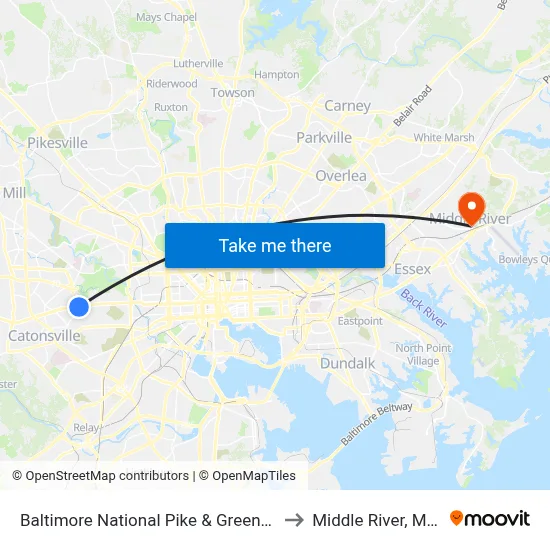 Baltimore National Pike & Greenwich Ave Wb to Middle River, Maryland map