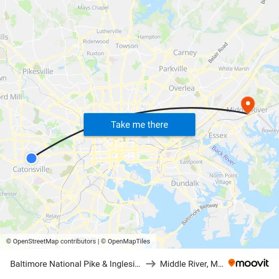 Baltimore National Pike & Ingleside Ave FS Wb to Middle River, Maryland map