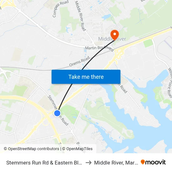 Stemmers Run Rd & Eastern Blvd FS Sb to Middle River, Maryland map