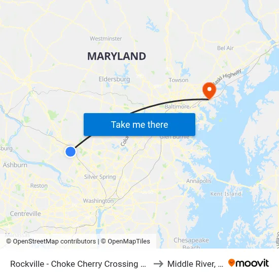 Rockville - Choke Cherry Crossing & Choke Cherry Road to Middle River, Maryland map