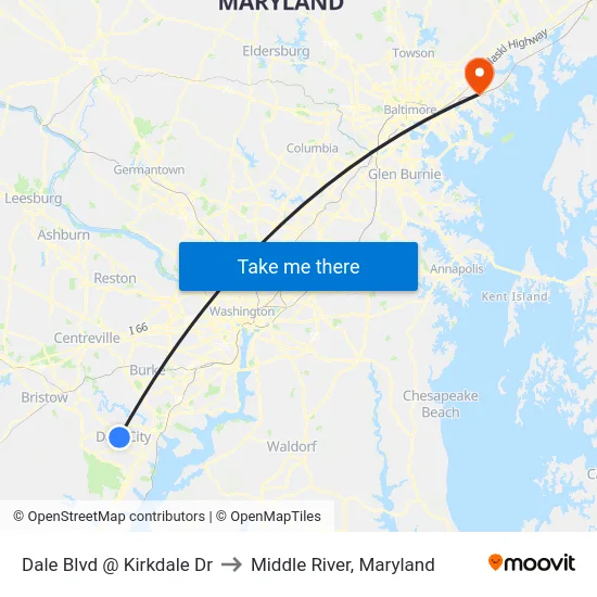 Dale Blvd @ Kirkdale Dr to Middle River, Maryland map