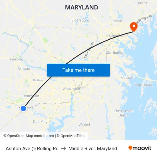 Ashton Ave @ Rolling Rd to Middle River, Maryland map