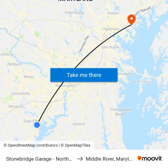 Stonebridge Garage - Northside to Middle River, Maryland map