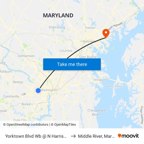 Yorktown Blvd Wb @ N Harrison St FS to Middle River, Maryland map