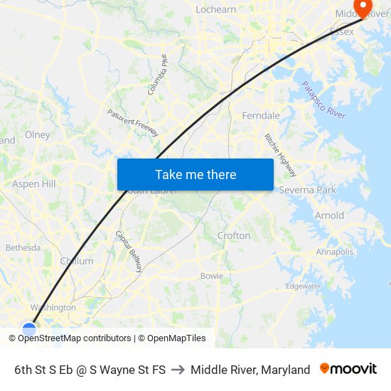 6th St S Eb @ S Wayne St FS to Middle River, Maryland map