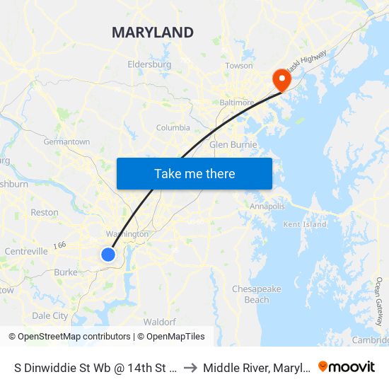 S Dinwiddie St Wb @ 14th St S Ns to Middle River, Maryland map