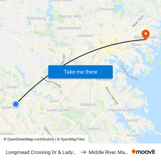 Longmead Crossing Dr & Ladymeade Dr to Middle River, Maryland map