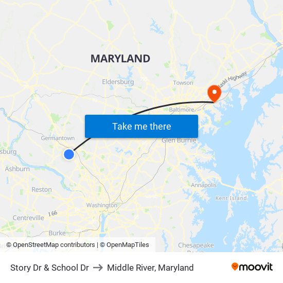 Story Dr & School Dr to Middle River, Maryland map