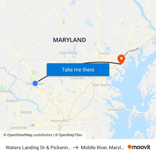 Waters Landing Dr & Pickering Pl to Middle River, Maryland map