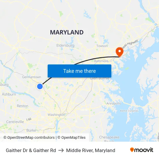 Gaither Dr & Gaither Rd to Middle River, Maryland map