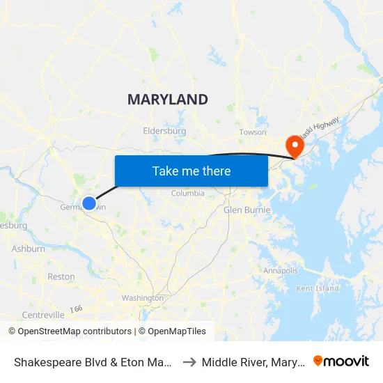 Shakespeare Blvd & Eton Manor Dr to Middle River, Maryland map