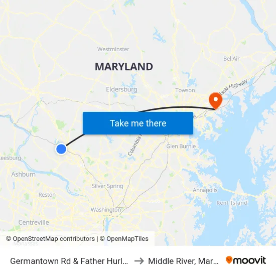 Germantown Rd & Father Hurley Blvd to Middle River, Maryland map
