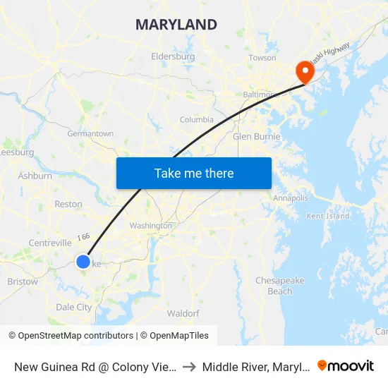 New Guinea Rd @ Colony View Dr to Middle River, Maryland map