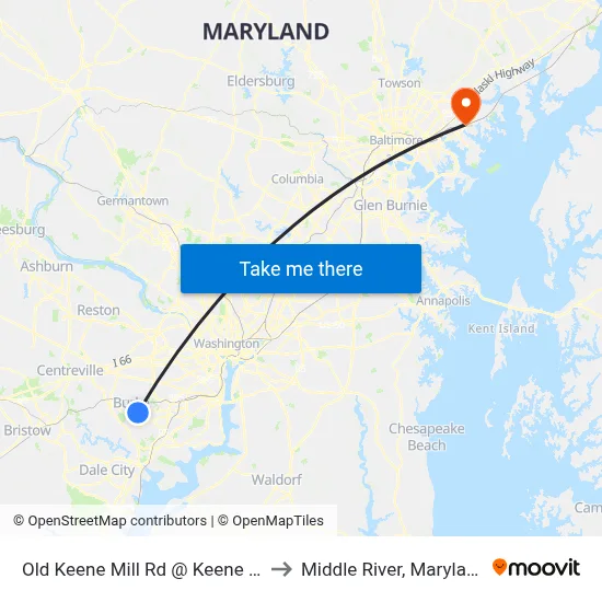 Old Keene Mill Rd @ Keene Dr to Middle River, Maryland map