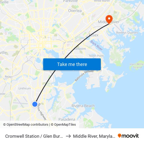 Cromwell Station / Glen Burnie to Middle River, Maryland map