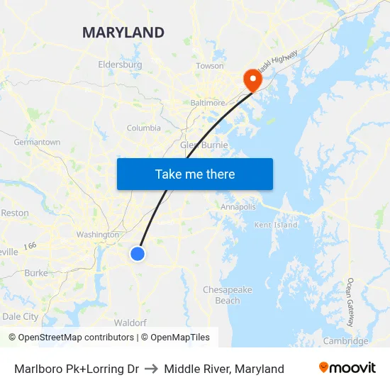 Marlboro Pk+Lorring Dr to Middle River, Maryland map