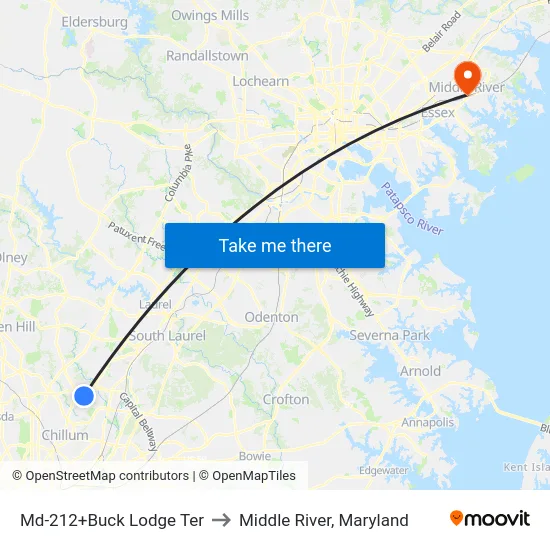 Md-212+Buck Lodge Ter to Middle River, Maryland map