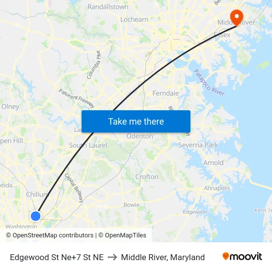 Edgewood St Ne+7 St NE to Middle River, Maryland map