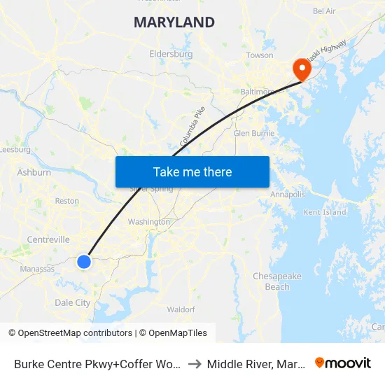 Burke Centre Pkwy+Coffer Woods Rd to Middle River, Maryland map