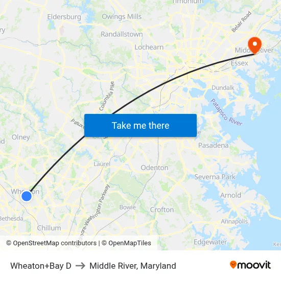 Wheaton+Bay D to Middle River, Maryland map