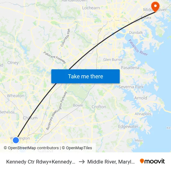 Kennedy Ctr Rdwy+Kennedy Ctr to Middle River, Maryland map