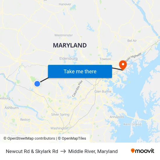 Newcut Rd & Skylark Rd to Middle River, Maryland map