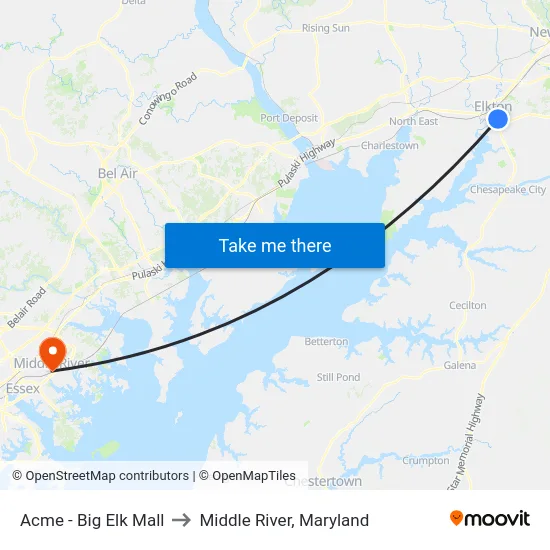 Acme - Big Elk Mall to Middle River, Maryland map