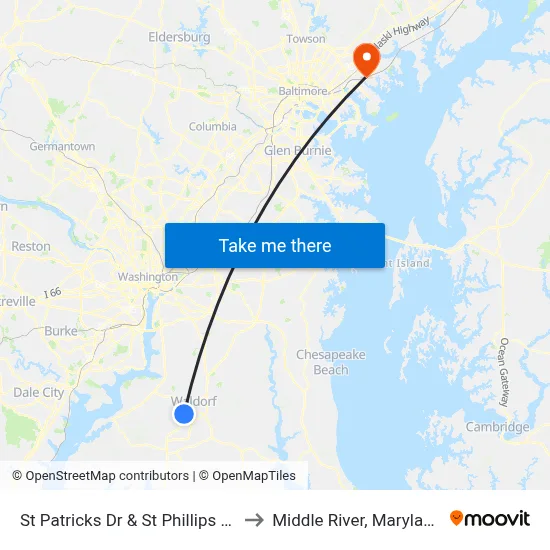 St Patricks Dr & St Phillips Dr to Middle River, Maryland map