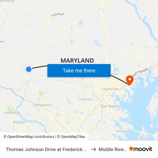 Thomas Johnson Drive at Frederick Professional Group (61 Tj Dr.) to Middle River, Maryland map